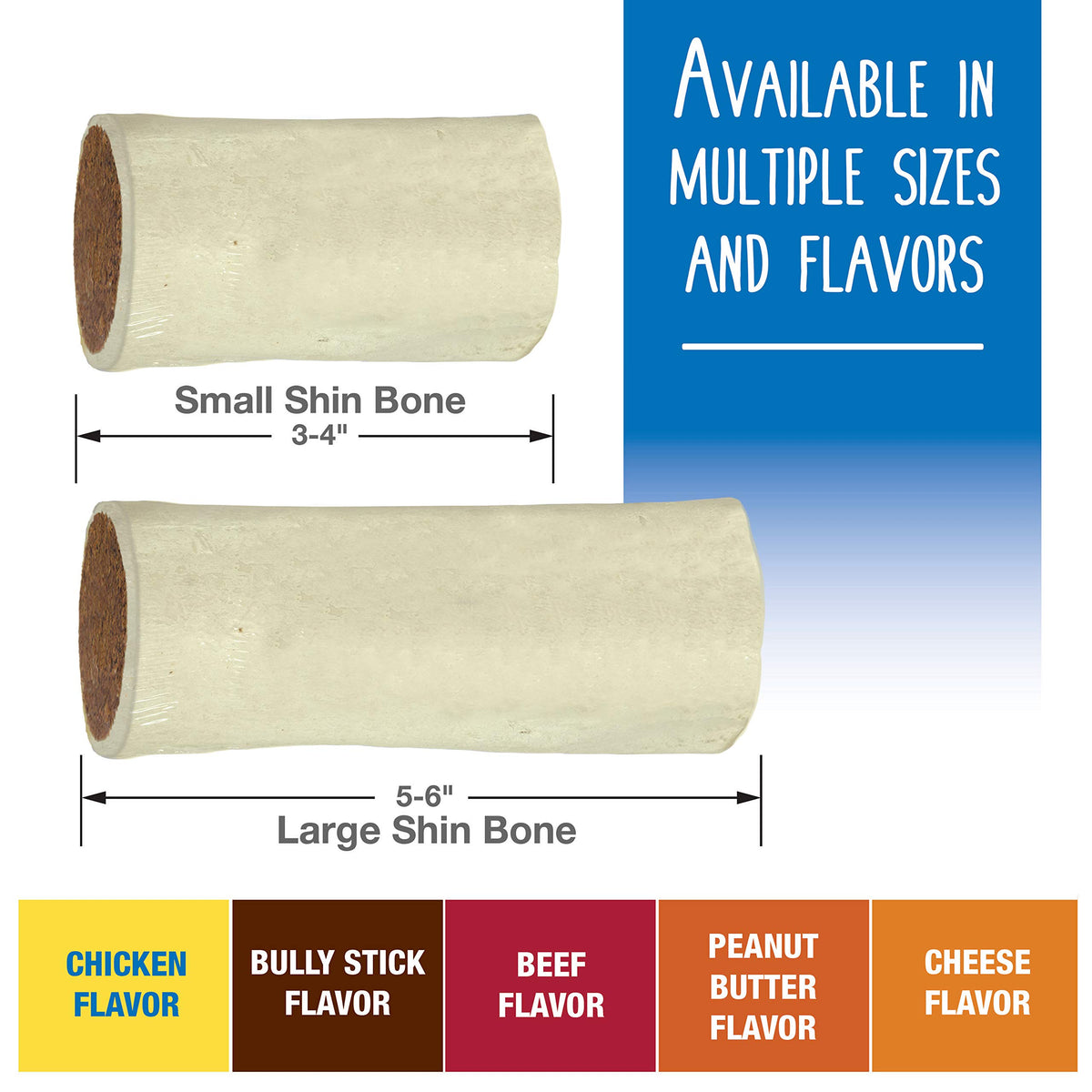 Cadet Stuffed Shin Bones for Dogs, Bacon & Cheese Flavor, Large, 5-6"