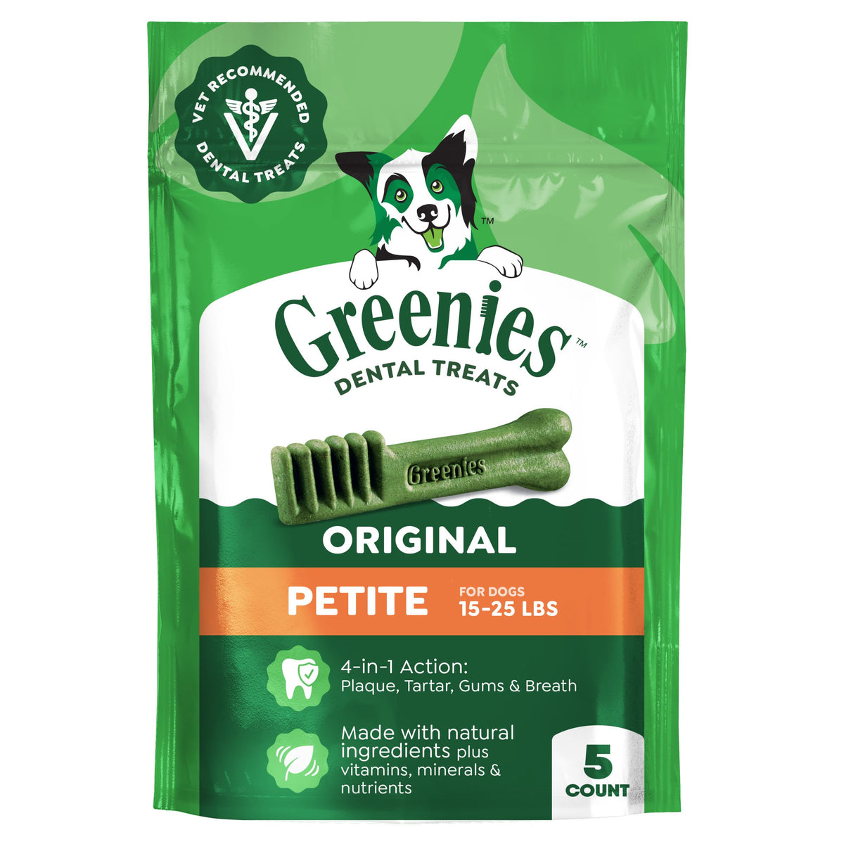 Greenies Petite Natural Dental Dog Treats, Original Flavor, 30 Count