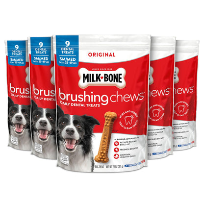 Milk-Bone Brushing Chews, Small/Medium, Original Flavor, 35 Dental Treats