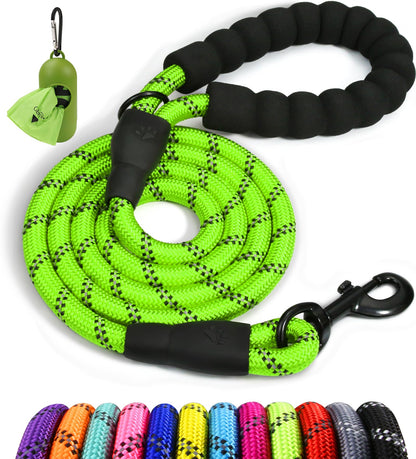 Taglory Rope Dog Leash for Medium Large Dogs, 6 FT Padded Handle, Black