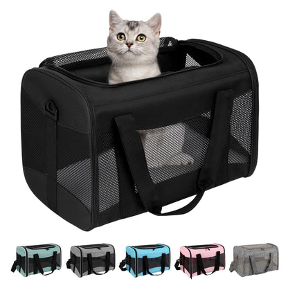 Cat Dog Carriers Soft-Sided Pet Carrier Large Cats for Medium Big Cat Small Dog Puppy up to 16lbs TSA Airline Approved Animal Collapsible Cat Carrier Carriers Travel Carrier Cat Bag (17x11x11)