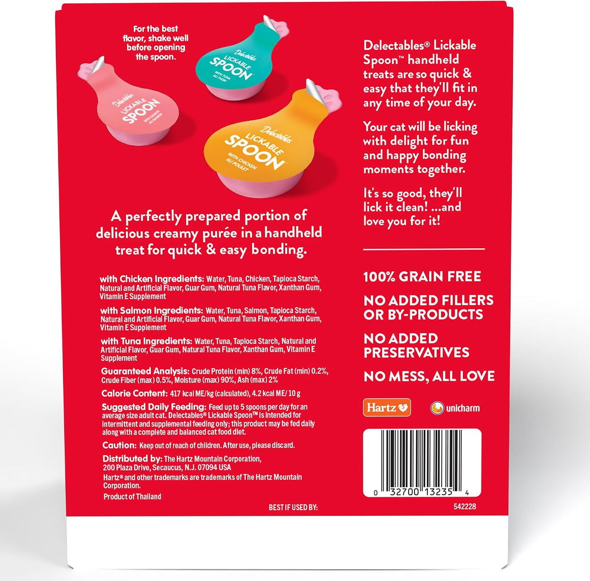 Delectables Lickable Spoon Handheld Wet Cat Treats Made with Real Tuna, Creamy Puree, Mess Free, Quick & Easy, Grain-Free, No Added Fillers, No Added Preservatives, Variety Pack 40ct