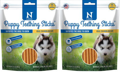 N-Bone Puppy Teething Sticks, Peanut Butter Flavor, Natural Puppy Chew Sticks & Teething Treats, SQF Certified, Made with Rice Flour for Easy Digestion, Calcium Enriched (3.7oz)