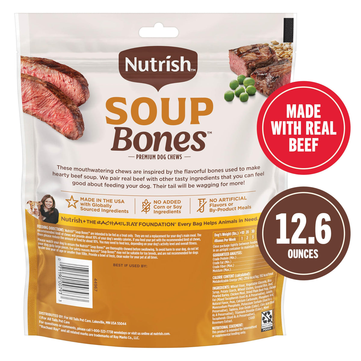 Nutrish Soup Bones Beef Dog Chews, 23.1 oz. Bag (11 Treats) (Rachael Ray)