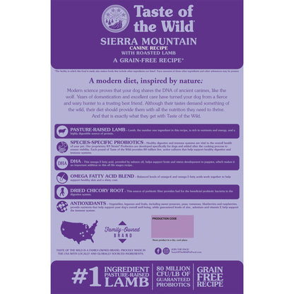 Taste of the Wild Sierra Mountain Dry Dog Food, Roasted Lamb, 5lb