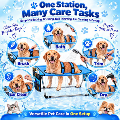 Dog Bed Foldable Grooming Hammock Stand and Bath Holder for Small Pets