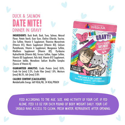 Weruva B.F.F. OMG - Best Feline Friend Oh My Gravy! Tuna & Chicken Charm Me with Tuna & Chicken in Gravy Cat Food, 3oz Pouch (Pack of 48)