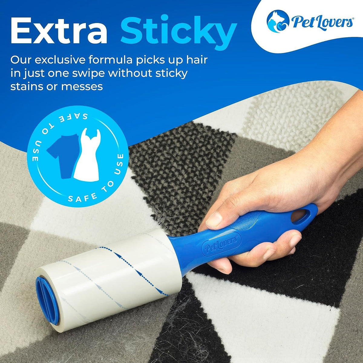 PetLovers Extra Sticky Lint Roller Mega Value Set 450 Sheets for Pet Hair Removal and Clothes, Dog and Cat Lint Remover 5 Pack