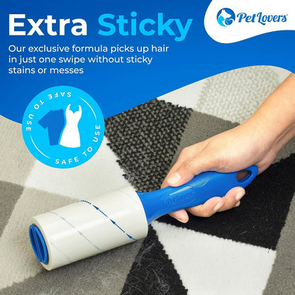 PetLovers Extra Sticky Lint Roller Mega Value Set 450 Sheets for Pet Hair Removal and Clothes, Dog and Cat Lint Remover 5 Pack