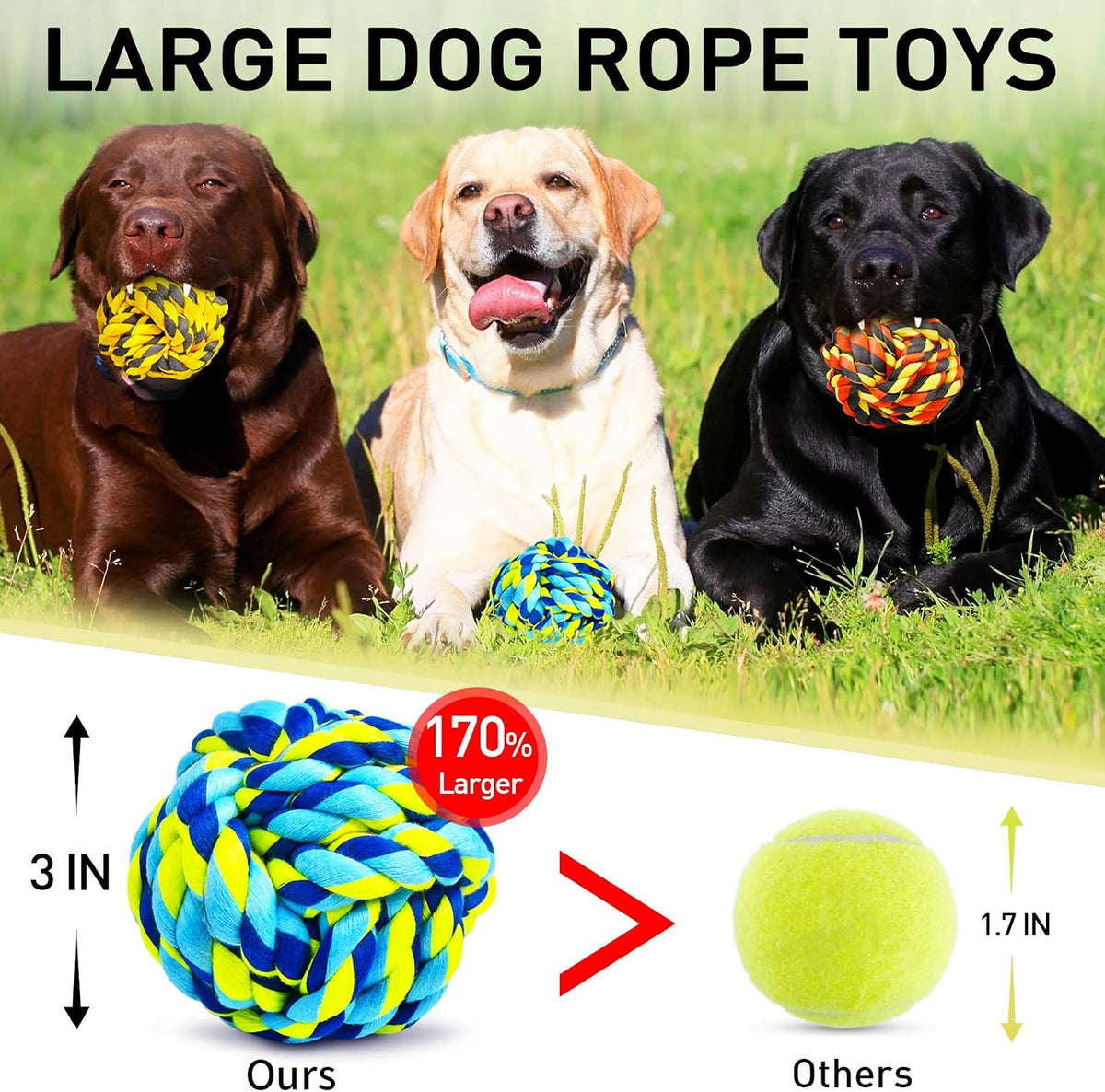 SHARLOVY Large Tough Chew Toys for Aggressive Chewers, 9 Pack Dog Rope Toys