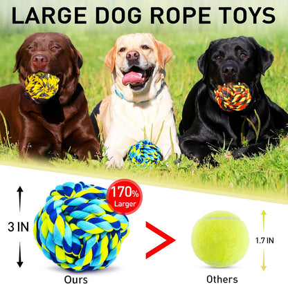 SHARLOVY Large Tough Chew Toys for Aggressive Chewers, 9 Pack Dog Rope Toys