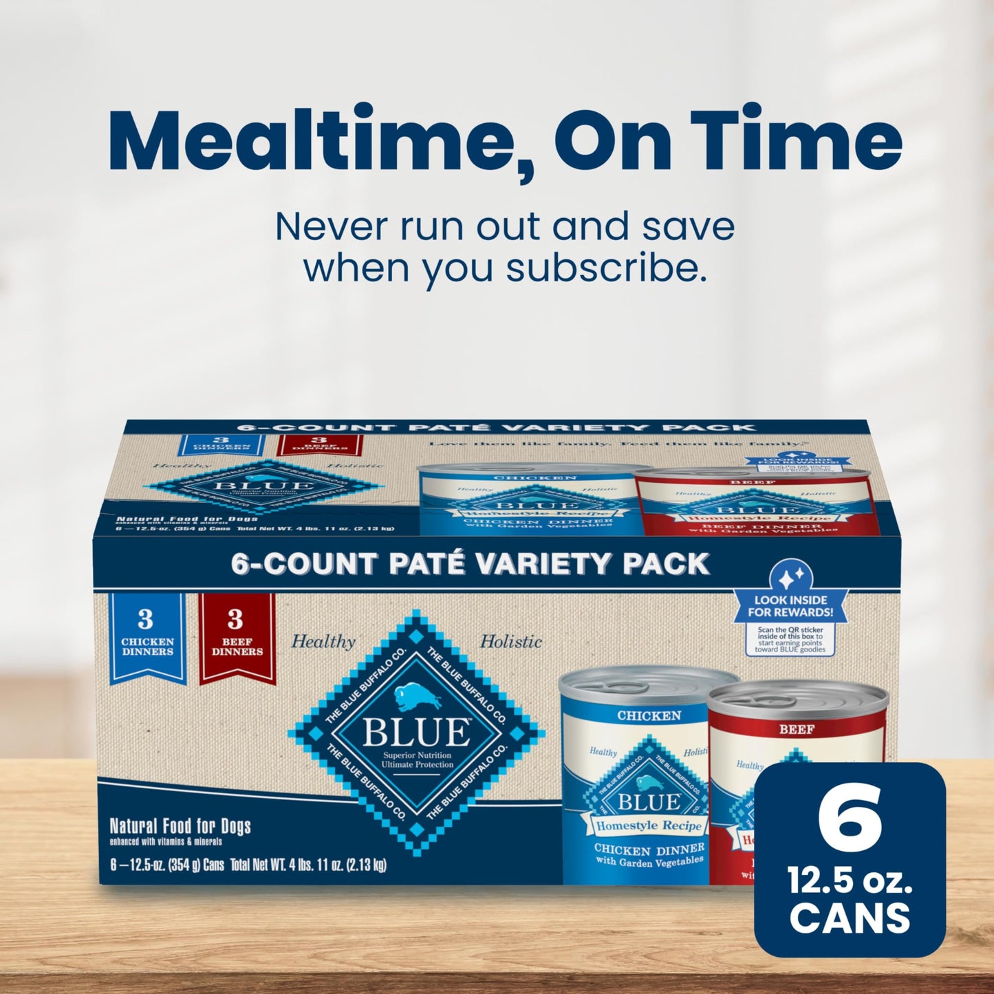 Blue Buffalo Homestyle Recipe Variety Pack Wet Dog Food, 12.5 oz, 6 ct