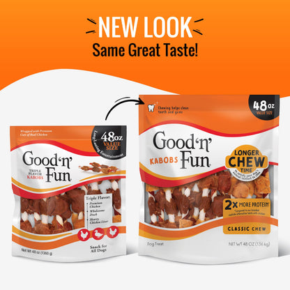 Good 'n' Fun Kabobs Long-Lasting Dog Treat Made With Real Protein, 24 oz
