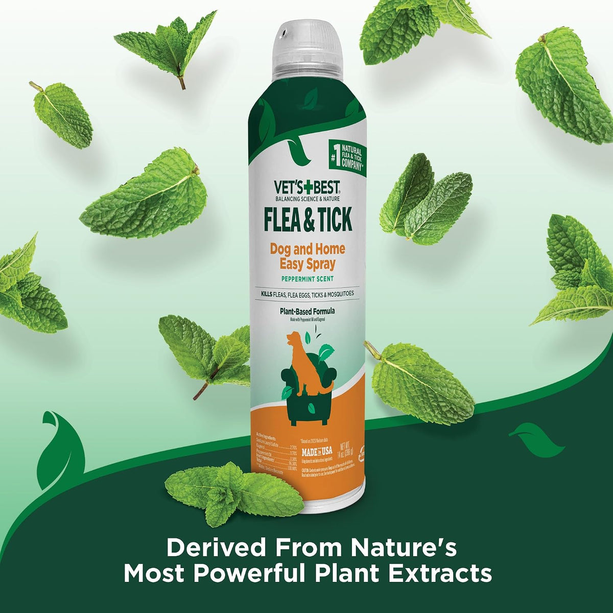 Vet's Best Flea & Tick Home Spray for Dogs, Plant-Based, 14 oz