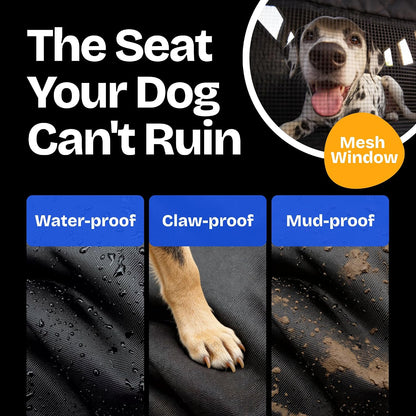 Half Hammock Dog Seat Cover for Back Seat - Waterproof Half Backseat Dog Cover, Space Saving Split Seat Design, Universal Fit & Heavy Duty Pet Restraint