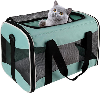 Cat Dog Carriers Soft-Sided Pet Carrier Large Cats for Medium Big Cat Small Dog Puppy up to 16lbs TSA Airline Approved Animal Collapsible Cat Carrier Carriers Travel Carrier Cat Bag (17x11x11)