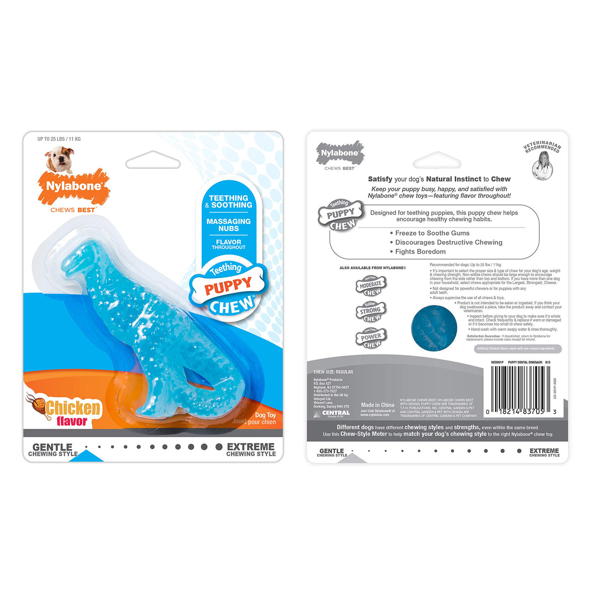 Nylabone New Puppy Starter Kit, Puppy Teething Toys, 3 Pack, Blue
