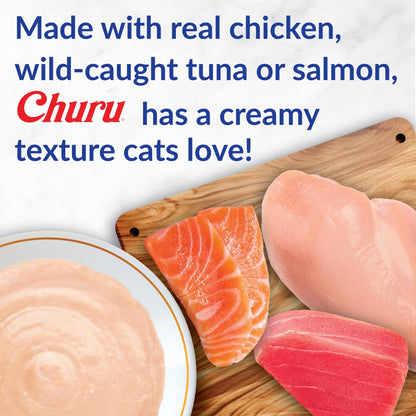 INABA Churu Cat Treats, Lickable, Squeezable Creamy Purée Cat Treat with Green Tea Extract & Taurine, 0.5 Ounces Each Tube, 20 Tubes, Chicken Variety Box