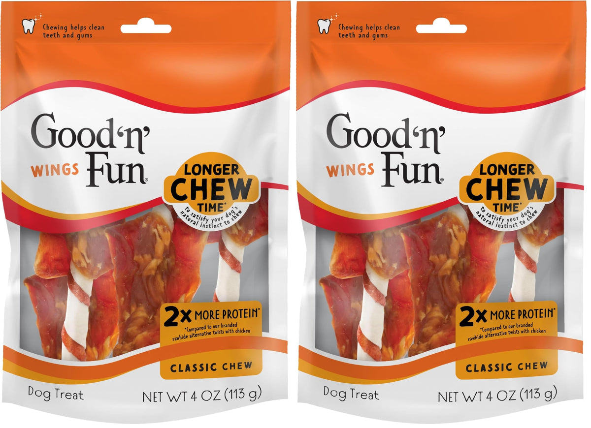 Good 'n' Fun Wings Long-Lasting Dog Treat with Real Protein, 12 oz (2 Pack)