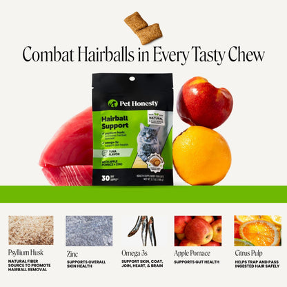 Cat Hairball Remedy Treats - Dual Texture Crunchy Creamy Hairball Treatment for Cats, Furball Relief Control Supplement with Fiber, Fish Oil for Indoor Cats Skin Coat Digestion (90-Day Supply)