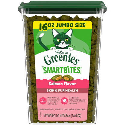 Greenies Feline Smartbites Skin & Fur Health Cat Treats, Salmon, 2.1 oz
