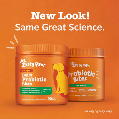 Zesty Paws Probiotics for Dogs - Gut Health Soft Chews, Pumpkin, 90 Ct