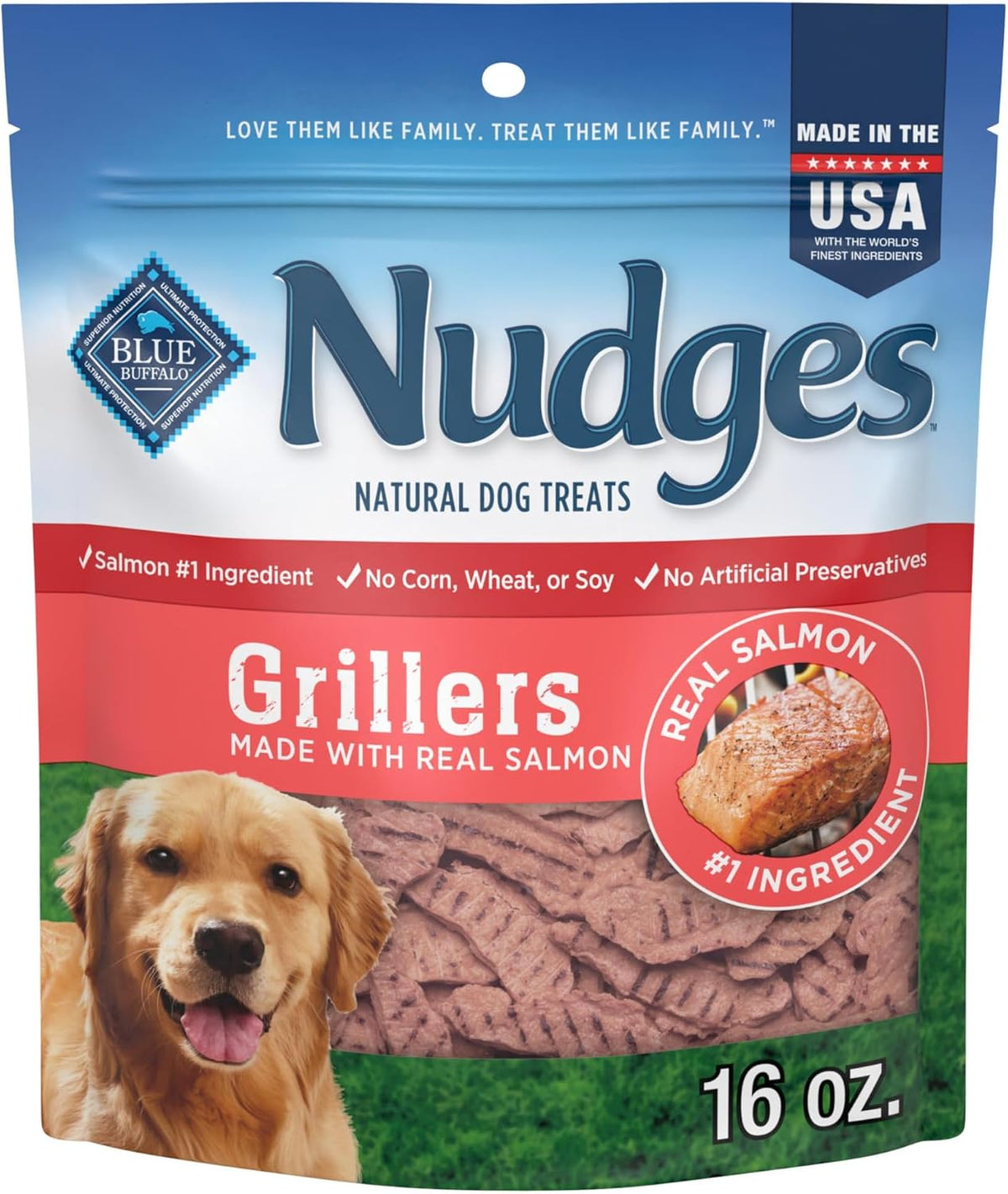 Blue Buffalo Nudges Grillers Salmon Dog Treats, 16 oz