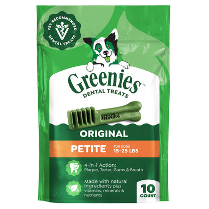 Greenies Petite Natural Dental Dog Treats, Original Flavor, 30 Count