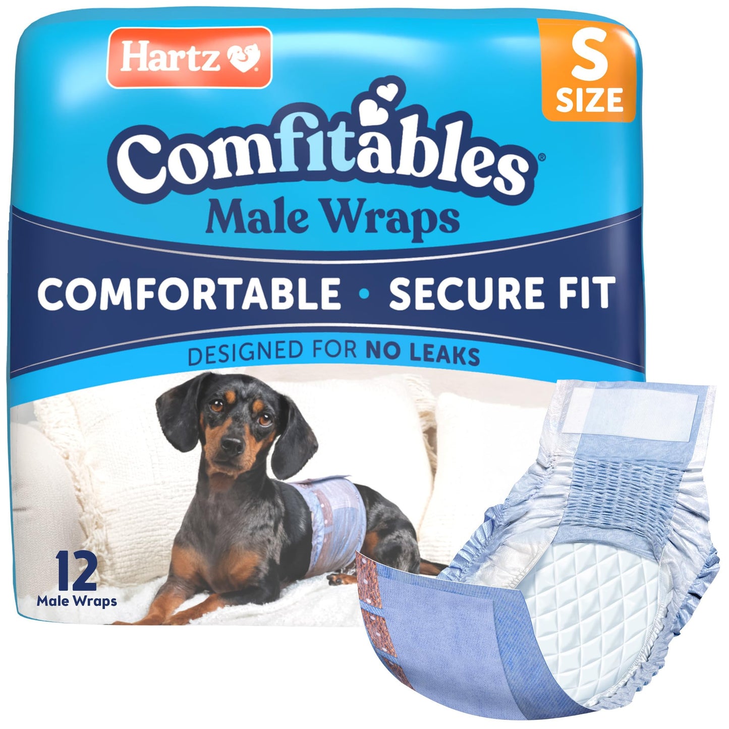 Hartz Comfitables Disposable Male Dog Wraps Stretchy Waistband, M 36 Count