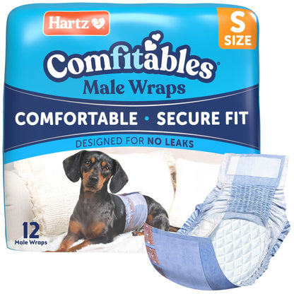 Hartz Comfitables Disposable Male Dog Wraps Stretchy Waistband, M 36 Count