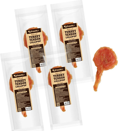A Freschi srl® All-Natural Turkey Tendon for Dogs, Lollipop (S), 4 Count
