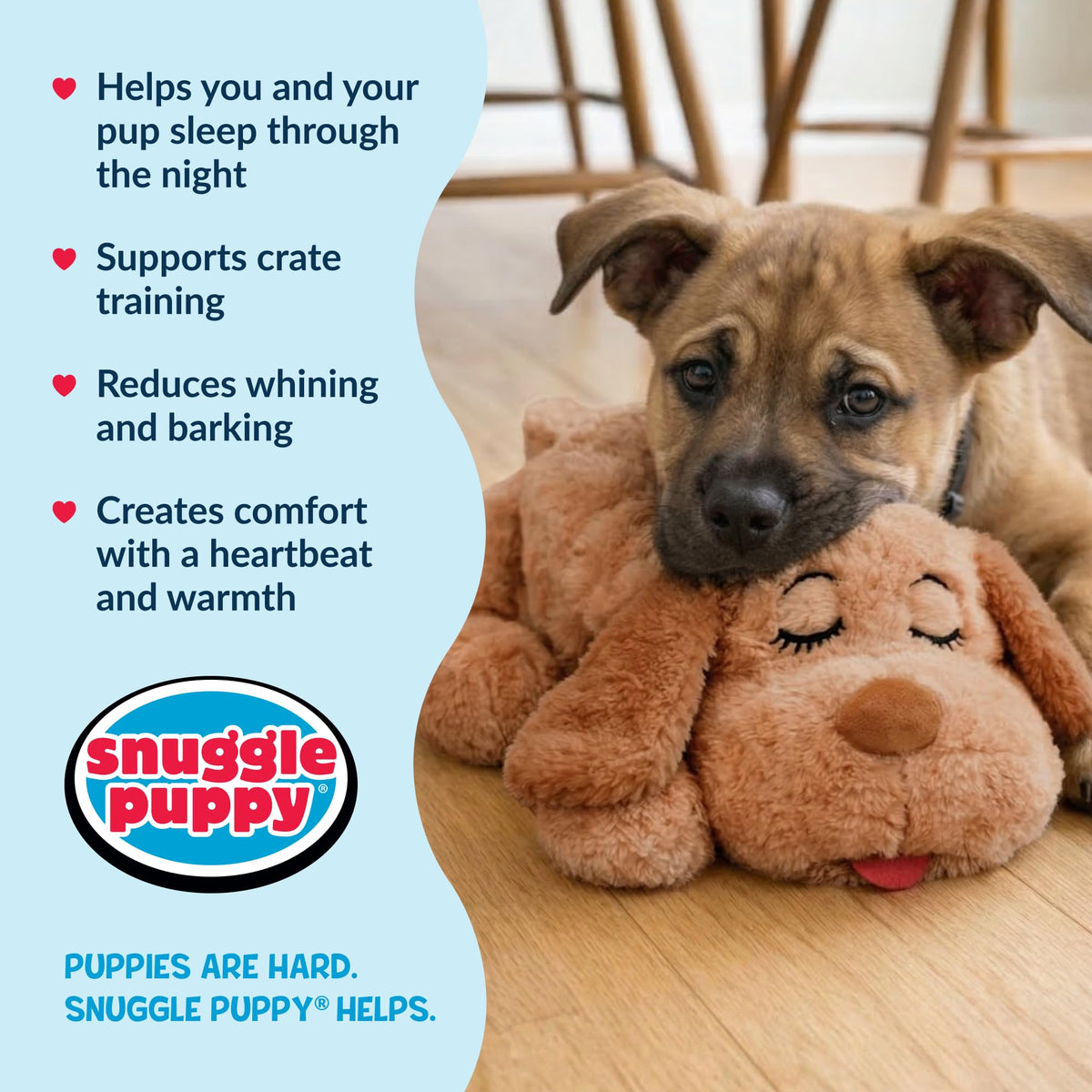 Snuggle Puppy Heartbeat Toy, Calming Comfort, Medium Breeds - Biscuit