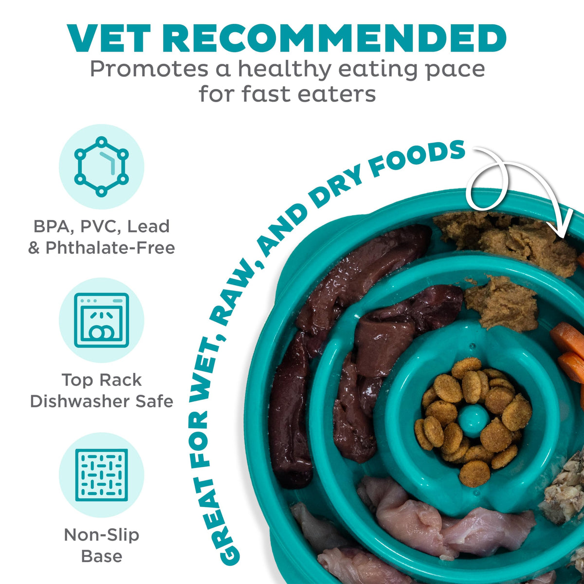 Outward Hound Fun Feeder Slo Bowl Dog Slow Feeder, Wave, Pink, 5.8"