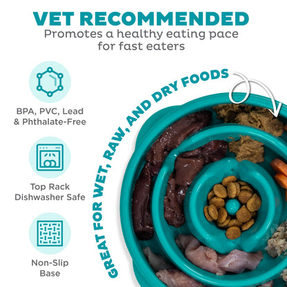 Outward Hound Fun Feeder Slo Bowl Dog Slow Feeder, Wave, Pink, 5.8"