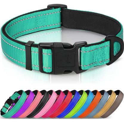 Joytale Reflective Dog Collar, Adjustable Neoprene Padded, Purple M