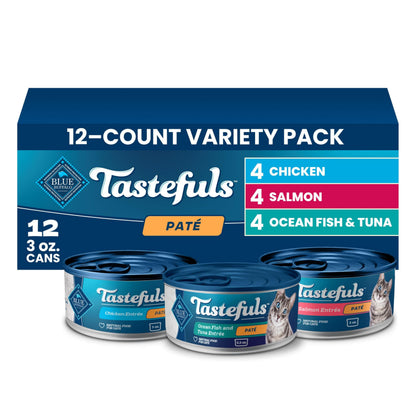 Blue Buffalo Wilderness Variety Pack Adult Paté Wet Cat Food, 3 oz, 12 ct