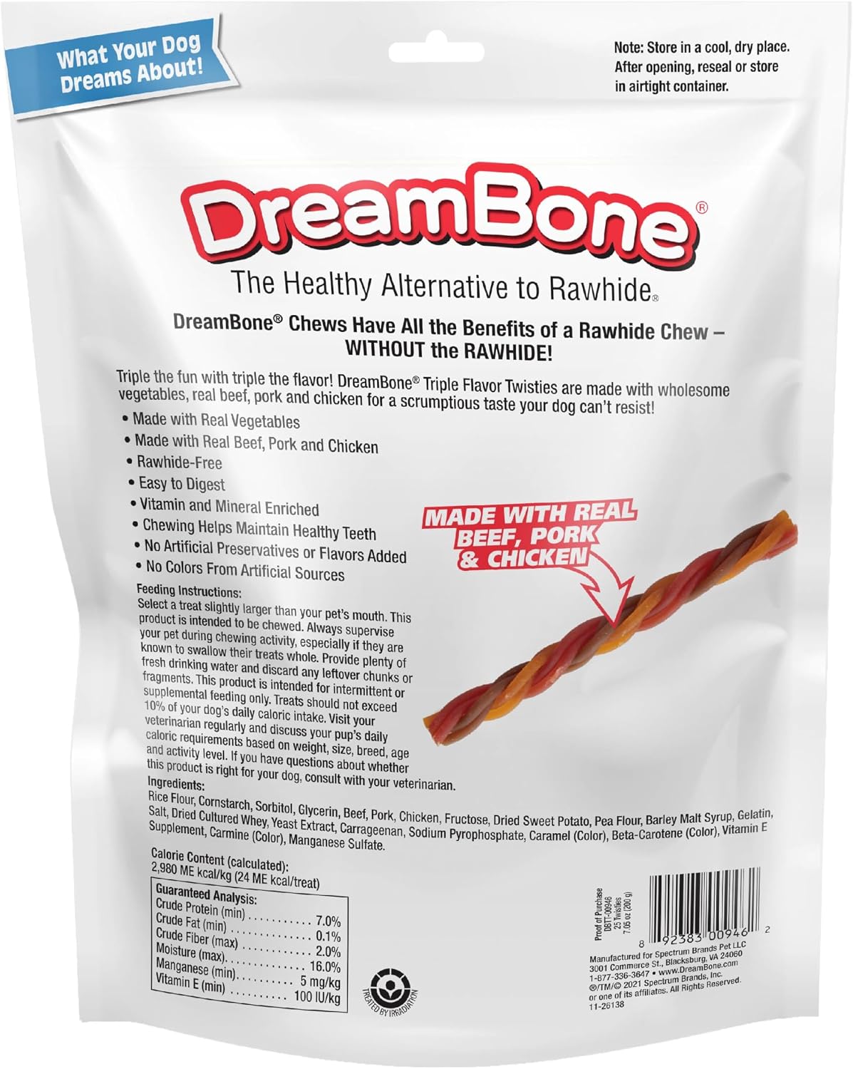 DreamBone Twisties Rawhide-Free Dog Treats with Real Protein, 25 Count