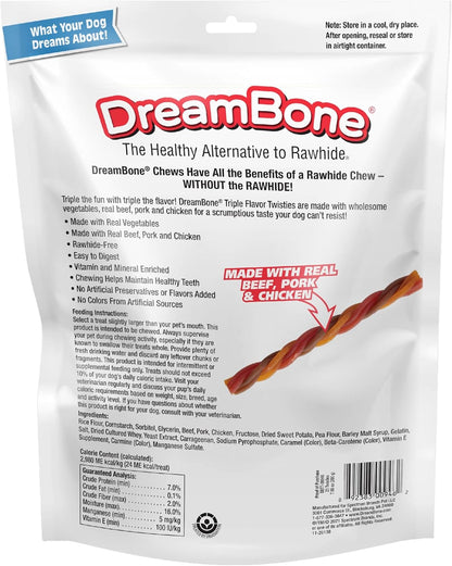 DreamBone Twisties Rawhide-Free Dog Treats with Real Protein, 25 Count