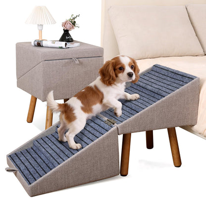 Dog Stairs for Small Dogs Faux Leather Foldable Pet Ramp and Ottoman