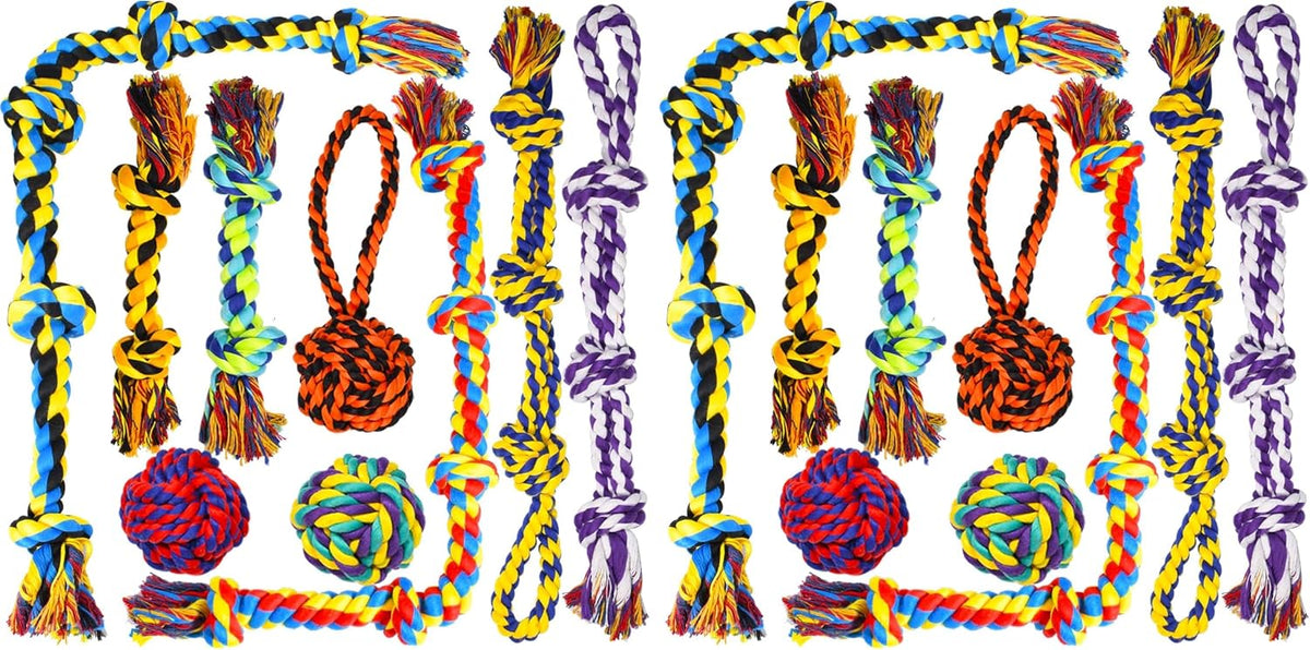 SHARLOVY Large Tough Chew Toys for Aggressive Chewers, 9 Pack Dog Rope Toys
