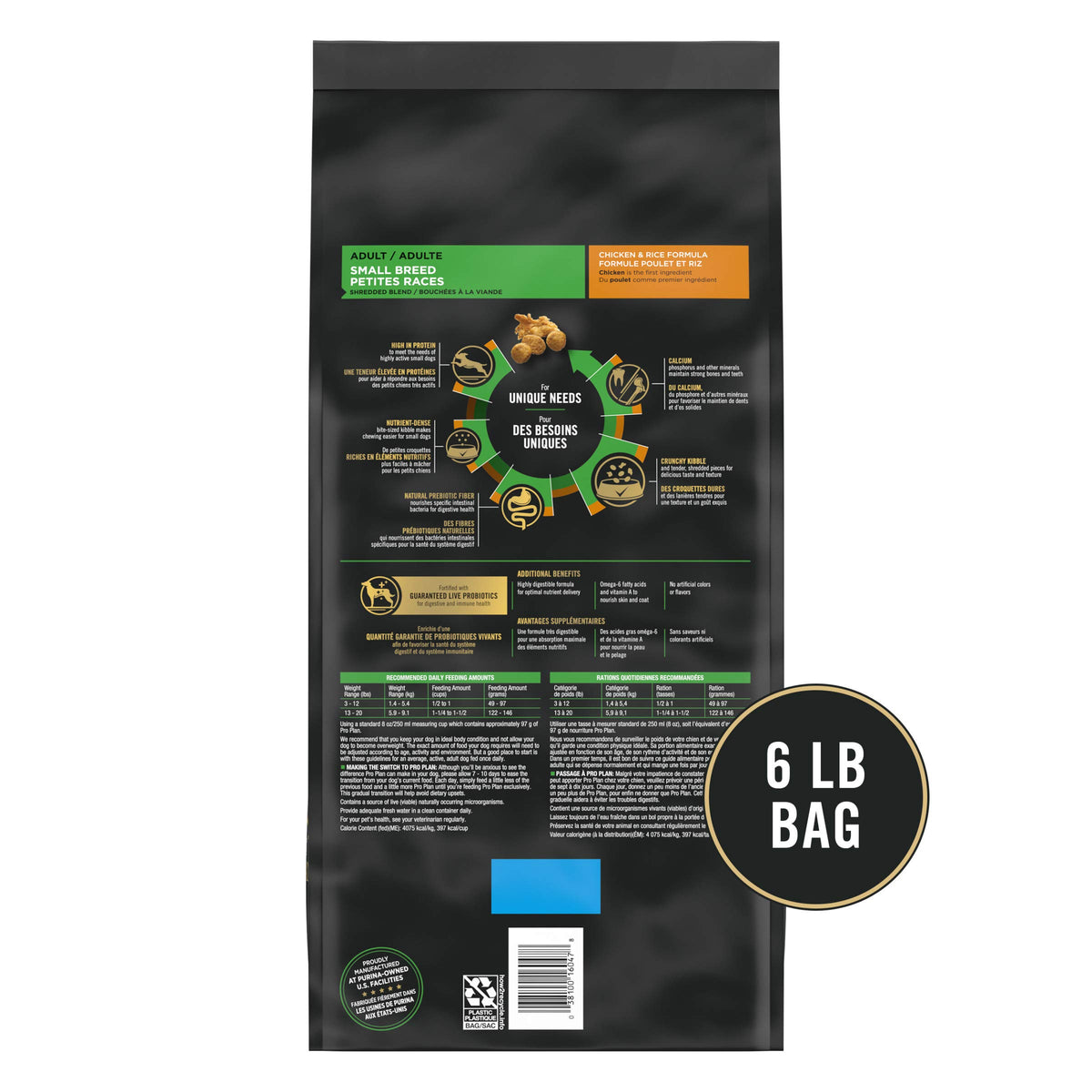 Purina Pro Plan Small Breed Dry Dog Food, Shredded Blend Chicken, 34 lb Bag