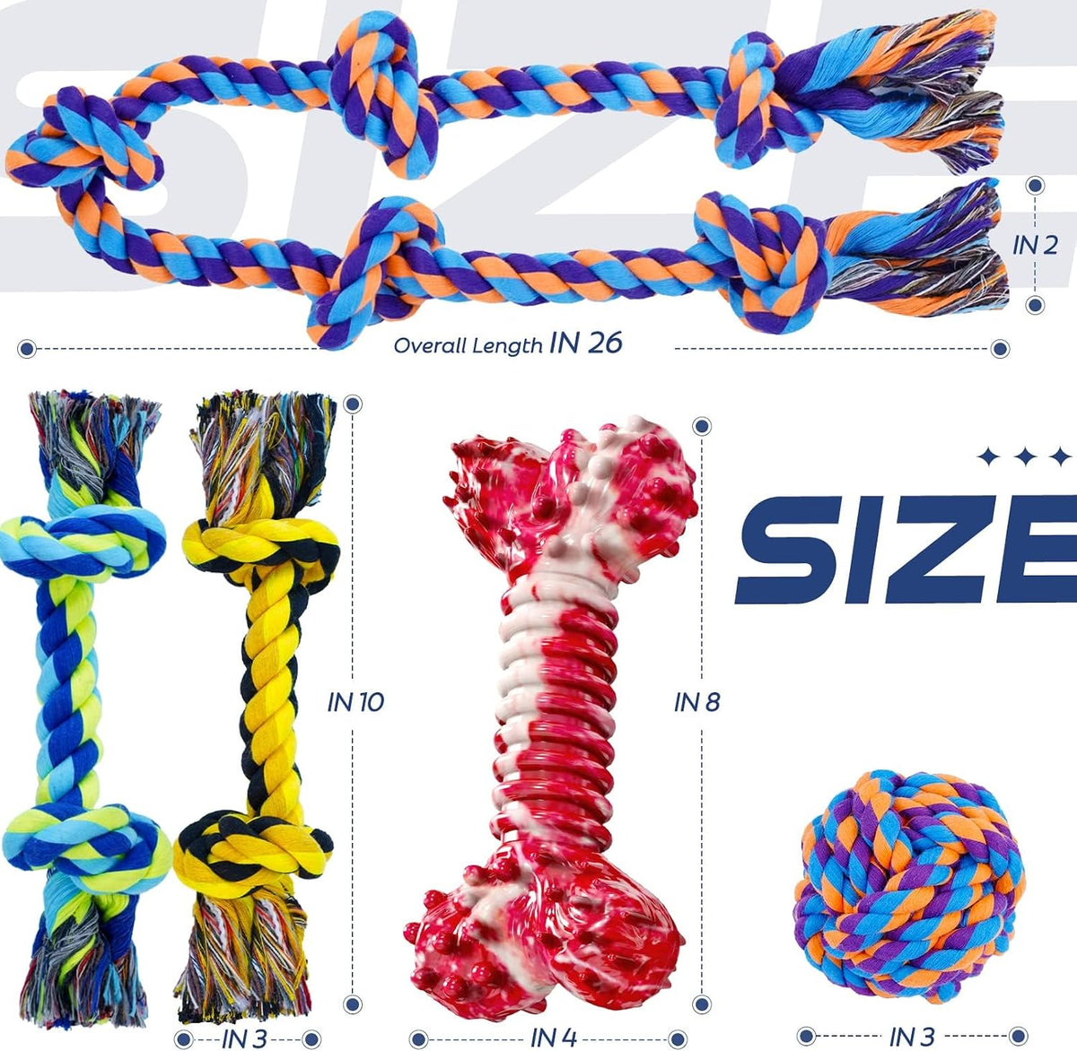 SHARLOVY Large Tough Chew Toys for Aggressive Chewers, 9 Pack Dog Rope Toys