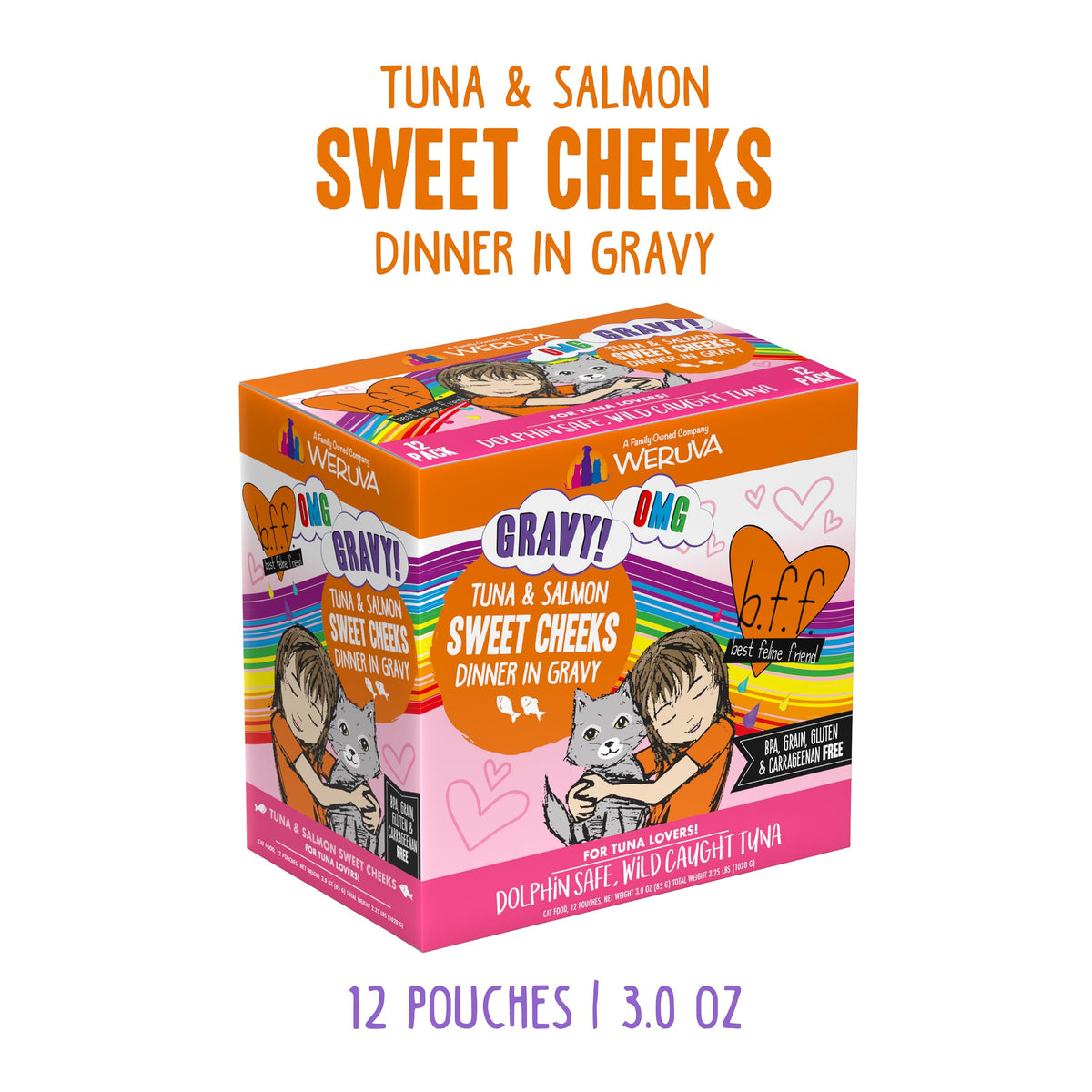 Weruva B.F.F. OMG - Best Feline Friend Oh My Gravy! Tuna & Chicken Charm Me with Tuna & Chicken in Gravy Cat Food, 3oz Pouch (Pack of 48)
