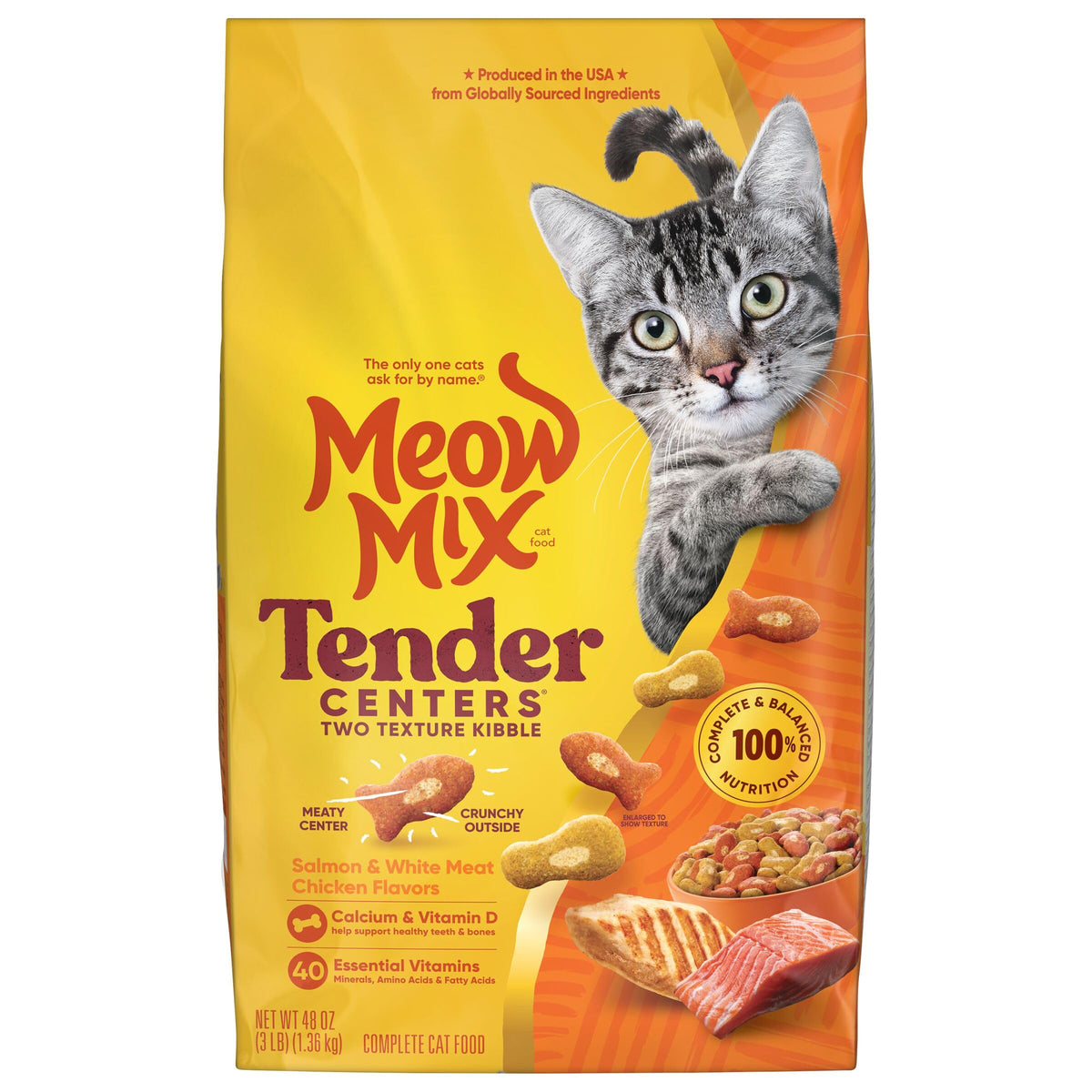 Meow Mix Tender Centers, Dry Cat Food, Beef & Salmon Flavors, 14.2 lb. Bag