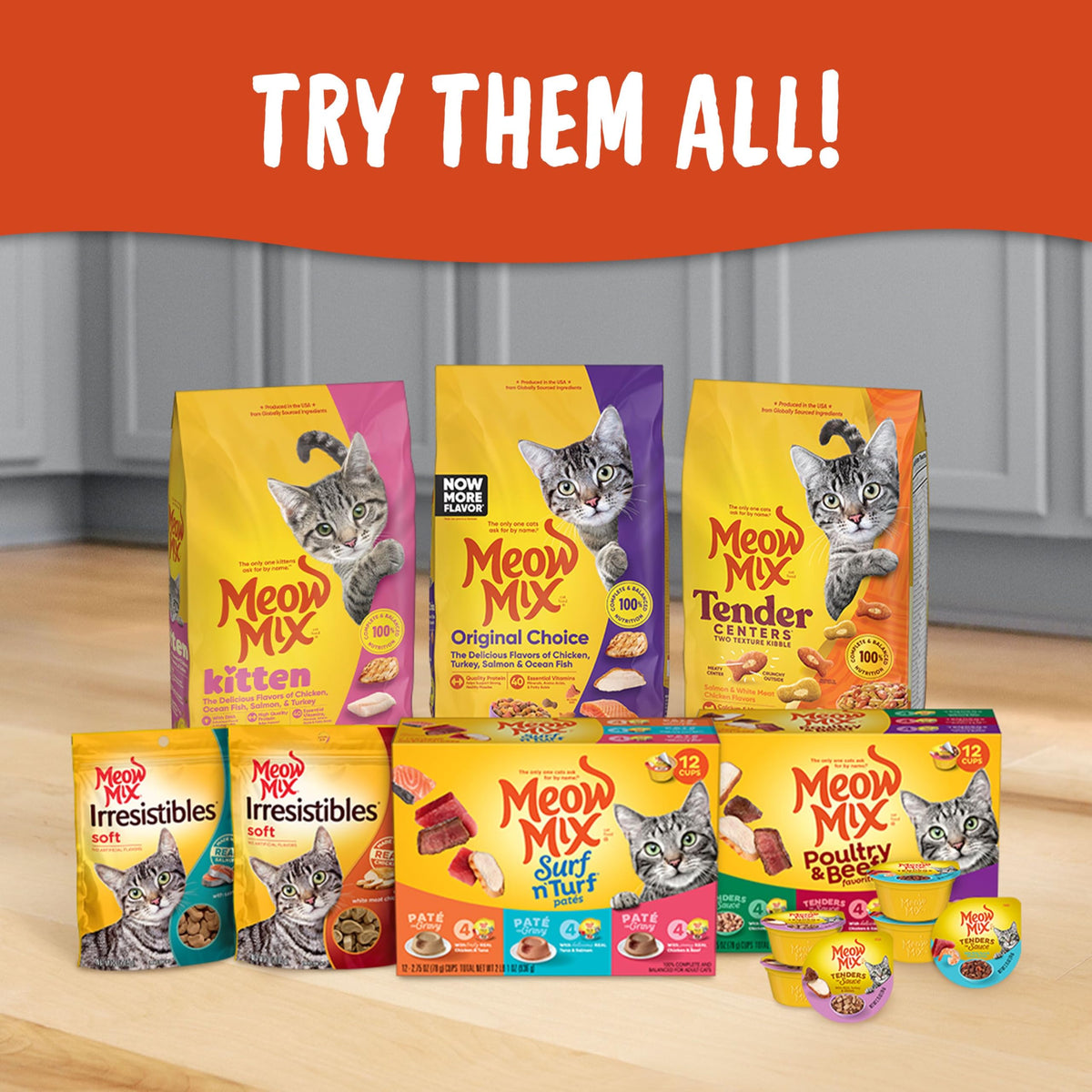 Meow Mix Tender Centers, Dry Cat Food, Beef & Salmon Flavors, 14.2 lb. Bag