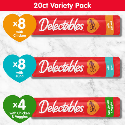 Delectables Squeeze Up Variety Pack, Creamy Squeezable Puree, Lickable Wet Cat Treats, Grain Free, No Added Fillers, No by-Products, No Added Preservatives, 0.5 Ounces Tube, 72 Tubes Total