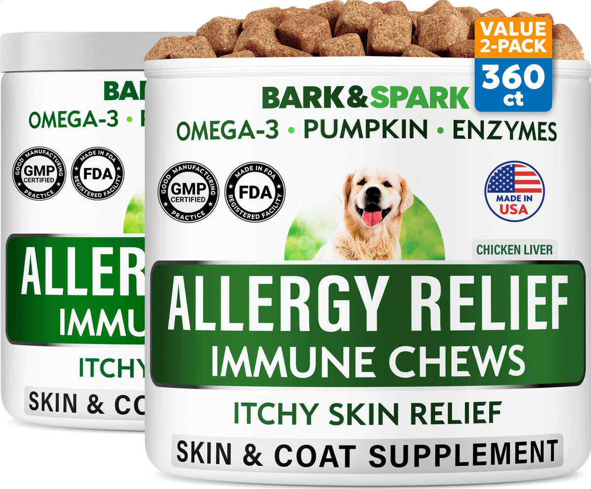Omega 3 + Fish Oil for Dogs - Skin & Coat Support, Itch & Allergy Relief