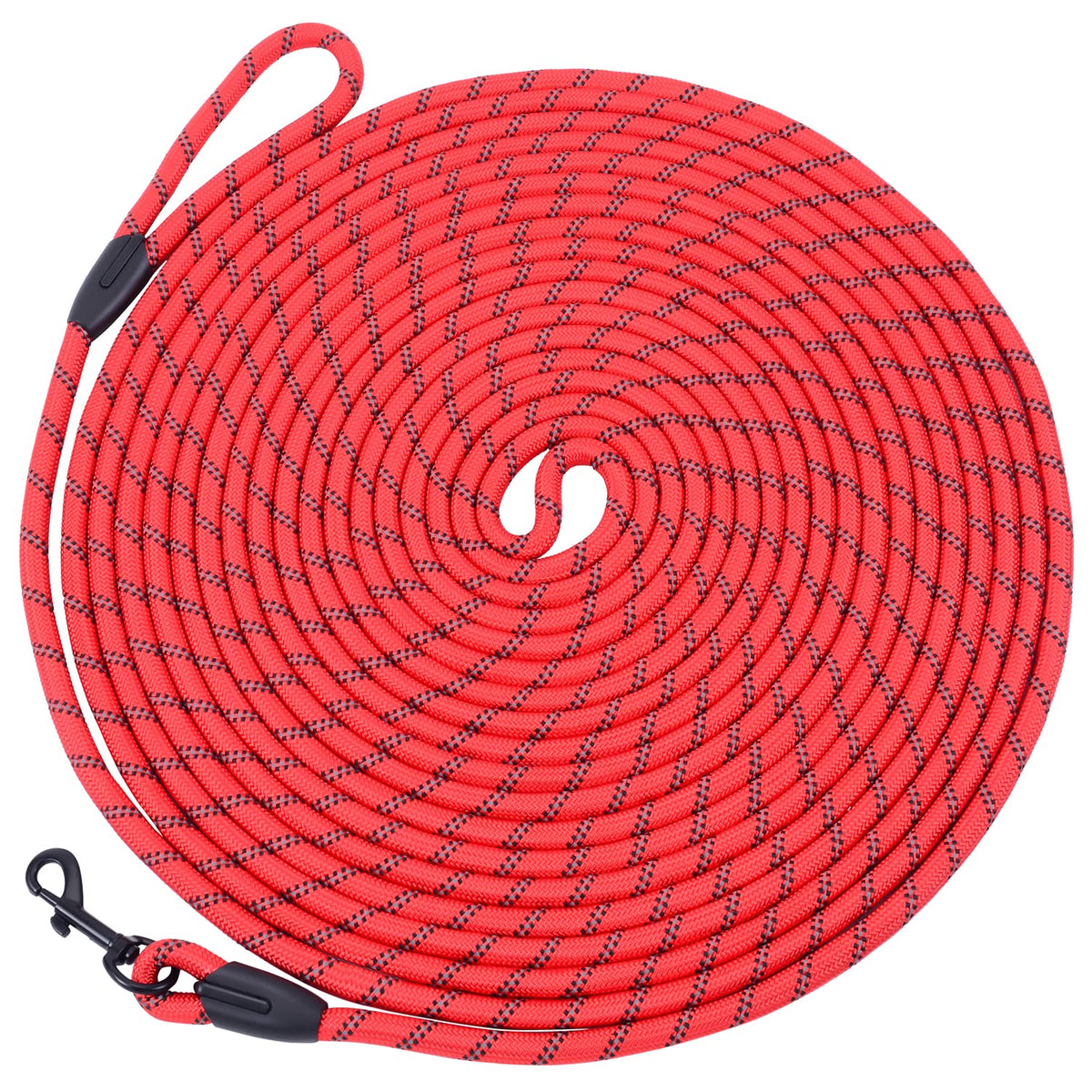 Hi Kiss Dog/Puppy Obedience Recall Training Agility Lead - 15ft 20ft 30ft 50ft 100ft Leash Great for Training, Play, Camping, or Backyard Black