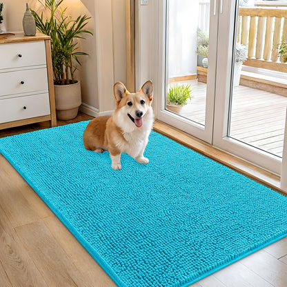 OLANLY Dog Door Mat for Muddy Paws 30x20, Super Absorbent Chenille Mud Mat