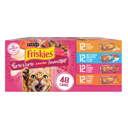 Purina Friskies Prime Filets Cat Food Variety Pack, 40 Pack 5.5 oz Cans